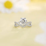 Lade Bild in die Galerieansicht, 1 Ct Round Cut Lab Diamond Cross & Twist Band in Tiara Design Engagement Ring - LGG Jewelry