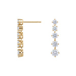 Lade Bild in die Galerieansicht, 18K Solid Yellow Gold Vertical Drop Link Lab‑Grown Diamond Earrings