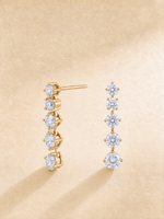 Lade Bild in die Galerieansicht, 18K Solid Yellow Gold Vertical Drop Link Lab‑Grown Diamond Earrings - LGG Jewelry