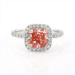 Lade Bild in die Galerieansicht, 2.04 Ct Radiant Cut Fancy Pink Lab Diamond Halo Engagement Ring - LGG Jewelry