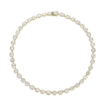 Lade Bild in die Galerieansicht, 14K Yellow Gold Mixed Oval & Cushion‑Cut Lab‑Grown Diamond Bezel Tennis Necklace