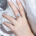 Lade Bild in die Galerieansicht, 3 Ct Pear Shape Lab Diamond Three-Stone Engagement Ring - LGG Jewelry