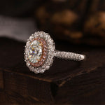 Lade Bild in die Galerieansicht, Pink Halo 1.24 Ct Oval Cut Fancy Blue Lab Diamond Engagement Ring - LGG Jewelry