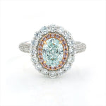 Lade Bild in die Galerieansicht, Pink Halo 1.24 Ct Oval Cut Fancy Blue Lab Diamond Engagement Ring - LGG Jewelry