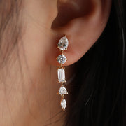 2.8 CTW Lab diamond Dangly Mixed Drop Earrings