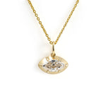 Load image into Gallery viewer, East-west 1.5 Ct OMC Marquise cut Lab diamond Matte Gold Bezel &amp; prongs pendant Necklace
