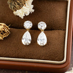 Lade Bild in die Galerieansicht, 1 Ct Round cut &amp; 2 Ct Pear cut Lab Diamond Drop Earrings - LGG Jewelry