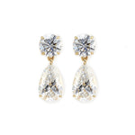 Lade Bild in die Galerieansicht, 1 Ct Round cut &amp; 2 Ct Pear cut Lab Diamond Drop Earrings - LGG Jewelry