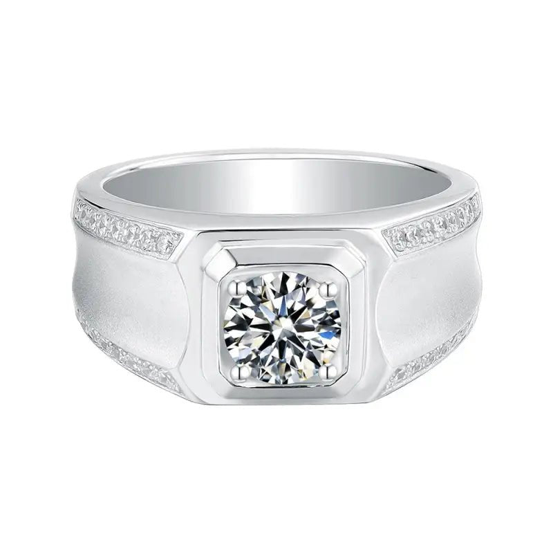 1 Ct Round Lab Diamond bezel Wedding Ring For Men - LGG Jewelry