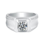 1 Ct Round Lab Diamond bezel Wedding Ring For Men - LGG Jewelry