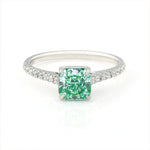 Load image into Gallery viewer, 1.026 Ct Radiant Cut Fancy Green Lab Diamond Four Prongs Solitaire Engagement Ring - LGG Jewelry
