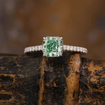 Load image into Gallery viewer, 1.026 Ct Radiant Cut Fancy Green Lab Diamond Four Prongs Solitaire Engagement Ring - LGG Jewelry
