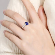 1.75 Ct Oval Cut Lab Blue Sapphire Four Prongs Engagement Ring - LGG Jewelry