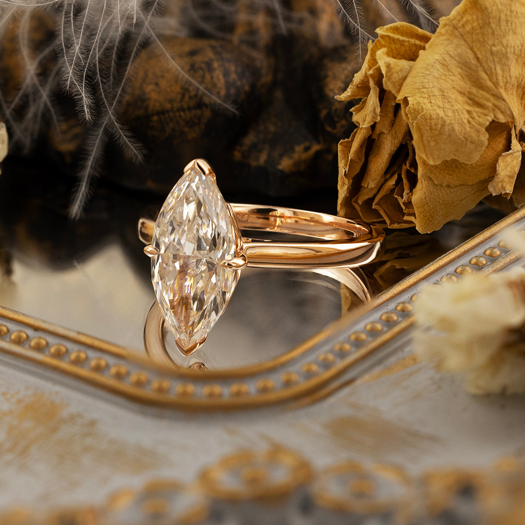 3CT Marquise Cut Lab Diamond Solitaire Engagement Ring