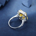 Lade Bild in die Galerieansicht, 10 Ct Fancy Vivid Yellow Radiant Lab Diamond Halo Pave Engagement Ring (Setting Price Only) - LGG Jewelry