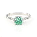 Lade Bild in die Galerieansicht, 1.026 Ct Radiant Cut Fancy Green Lab Diamond Four Prongs Solitaire Engagement Ring - LGG Jewelry