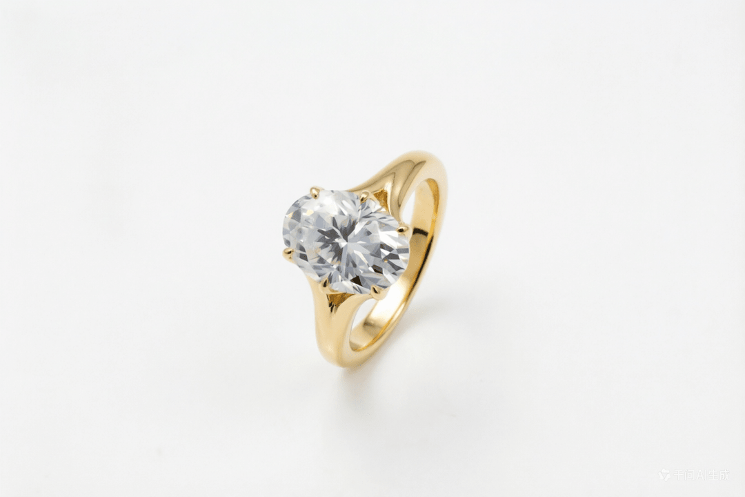 10K Yellow Gold Oval White Lab Diamond Engagement Ring - LGG Jewelry