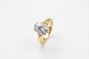 10K Yellow Gold Oval White Lab Diamond Engagement Ring - LGG Jewelry