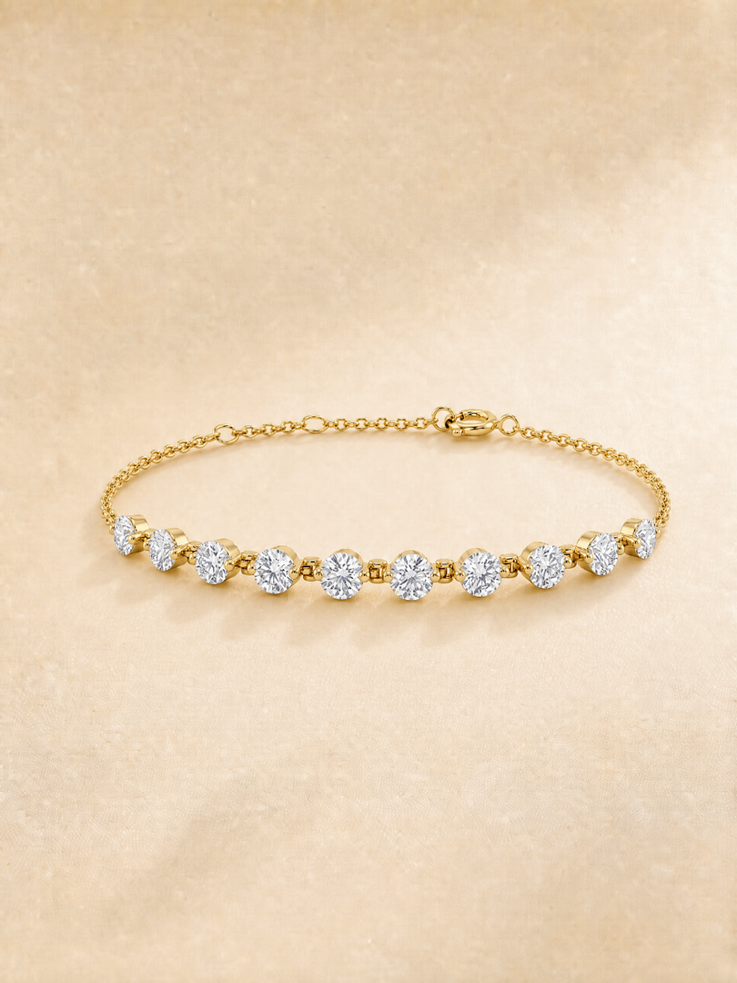 Dainty Bezel‑Set Lab‑Grown Diamond Tennis Bracelet | Solid 18K Yellow Gold
