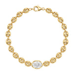 Load image into Gallery viewer, 18K Yellow Gold Oval Bezel‑Set Lab‑Grown Diamond Puff Mariner Chain Bracelet