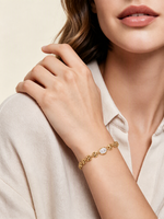 Load image into Gallery viewer, 18K Yellow Gold Oval Bezel‑Set Lab‑Grown Diamond Puff Mariner Chain Bracelet