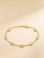Load image into Gallery viewer, 18K Yellow Gold Mixed‑Cut Bezel‑Set Lab‑Grown Diamond Station Bracelet
