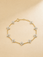 Load image into Gallery viewer, 18K Solid Yellow Gold Four‑Point Star Cluster Lab‑Grown Diamond Bracelet