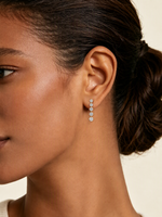 Lade Bild in die Galerieansicht, 18K Solid Yellow Gold Vertical Drop Link Lab‑Grown Diamond Earrings