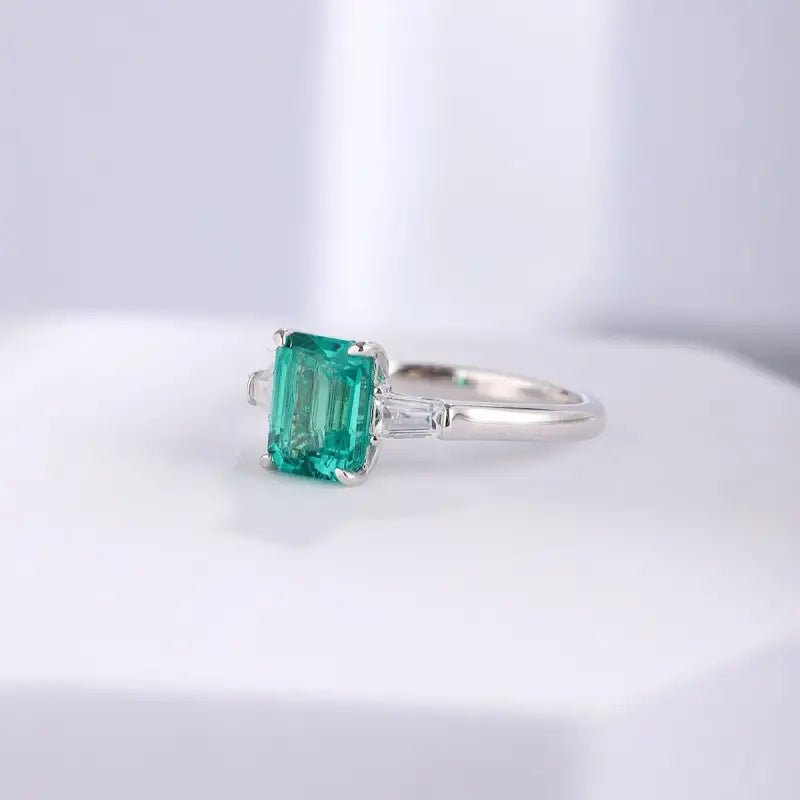1.4 Ct Emerald Three-Stone Engagement Ring - LGG Jewelry
