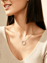 14K gold Sunflower open‑circle halo lab diamond necklace - LGG Jewelry