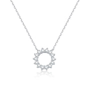 14K gold Sunflower open‑circle halo lab diamond necklace - LGG Jewelry