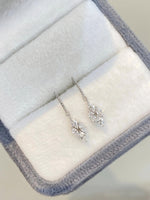 Lade Bild in die Galerieansicht, 14K White Gold Marquise‑Cut Lab‑Grown Diamond Four‑Leaf Dangle Hook Earrings - LGG Jewelry