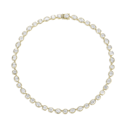 14K Yellow Gold Mixed Oval & Cushion‑Cut Lab‑Grown Diamond Bezel Tennis Necklace - LGG Jewelry
