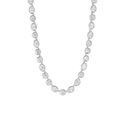 14K Yellow Gold Mixed Oval & Cushion‑Cut Lab‑Grown Diamond Bezel Tennis Necklace - LGG Jewelry
