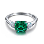 Lade Bild in die Galerieansicht, 1.5 Ct Asscher Cut Lab Emerald Three-Stone Engagement Ring - LGG Jewelry