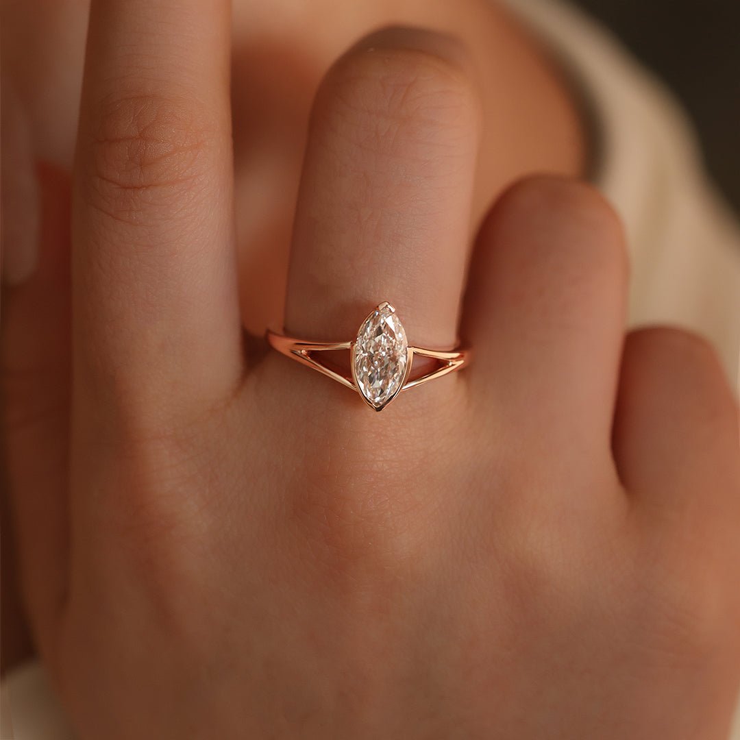 1.5 Ct Marquis Shape Lab Diamond Solitaire Engagement Ring - LGG Jewelry
