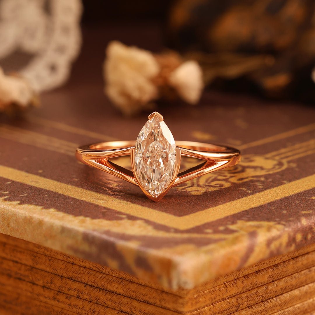 1.5 Ct Marquis Shape Lab Diamond Solitaire Engagement Ring - LGG Jewelry