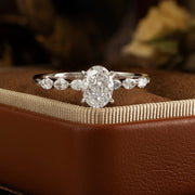 1.5 CT Oval Cut Lab Diamond Bubble Band Engagement Ring - LGG Jewelry