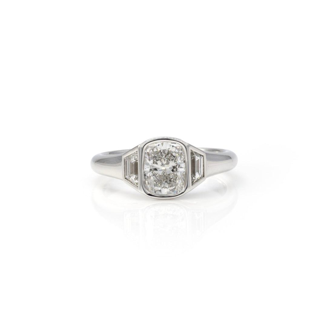 1.56CT Elongated Cushion Diamond Ring in 18K White Gold - LGG Jewelry