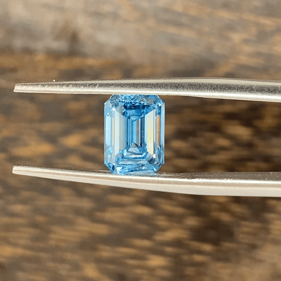 1.889 Ct Emerald Cut Fancy Blue Lab Diamond VS - LGG Jewelry
