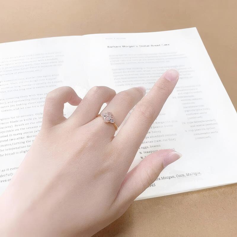 法式轻奢椭圆鸽子蛋三石款18K黄培育彩钻 - LGG Jewelry