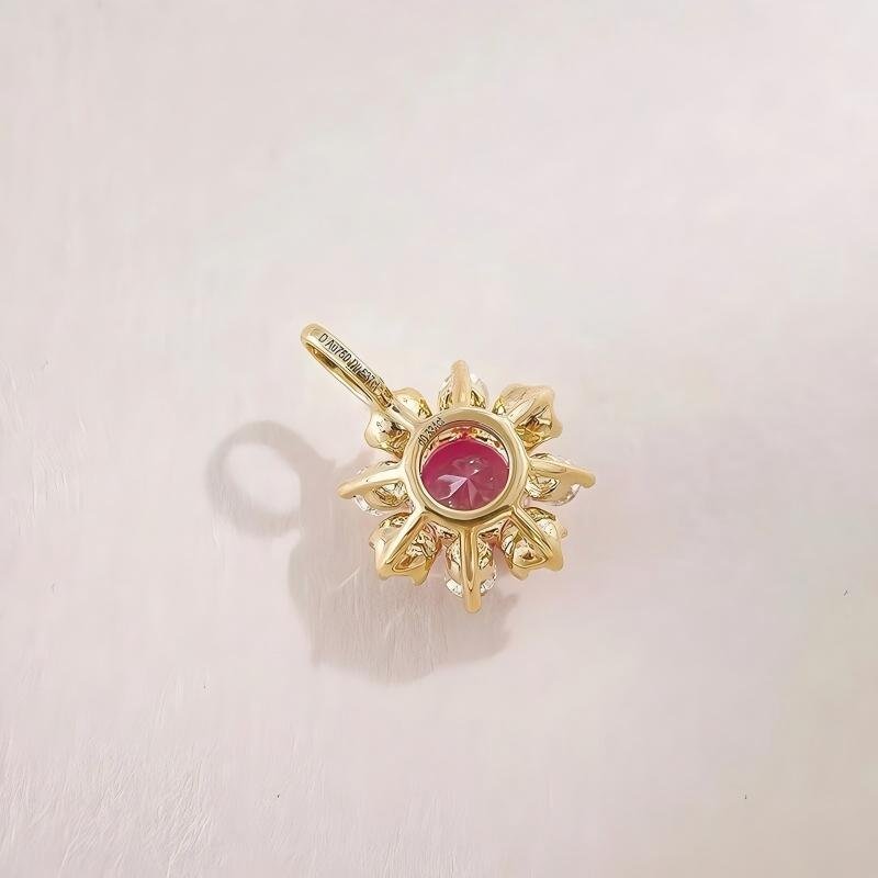 八星环绕合成蓝宝石气质百搭18K黄培育彩宝吊坠 - LGG Jewelry