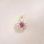 Lade Bild in die Galerieansicht, 八星环绕合成蓝宝石气质百搭18K黄培育彩宝吊坠 - LGG Jewelry
