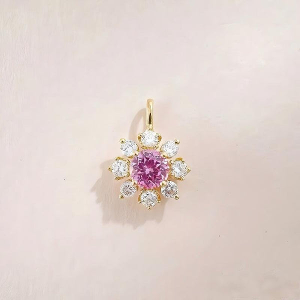 八星环绕合成蓝宝石气质百搭18K黄培育彩宝吊坠 - LGG Jewelry