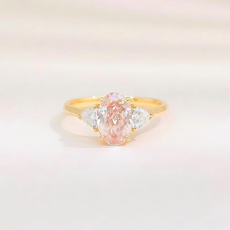 法式轻奢椭圆鸽子蛋三石款18K黄培育彩钻 - LGG Jewelry
