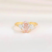 法式轻奢椭圆鸽子蛋三石款18K黄培育彩钻 - LGG Jewelry
