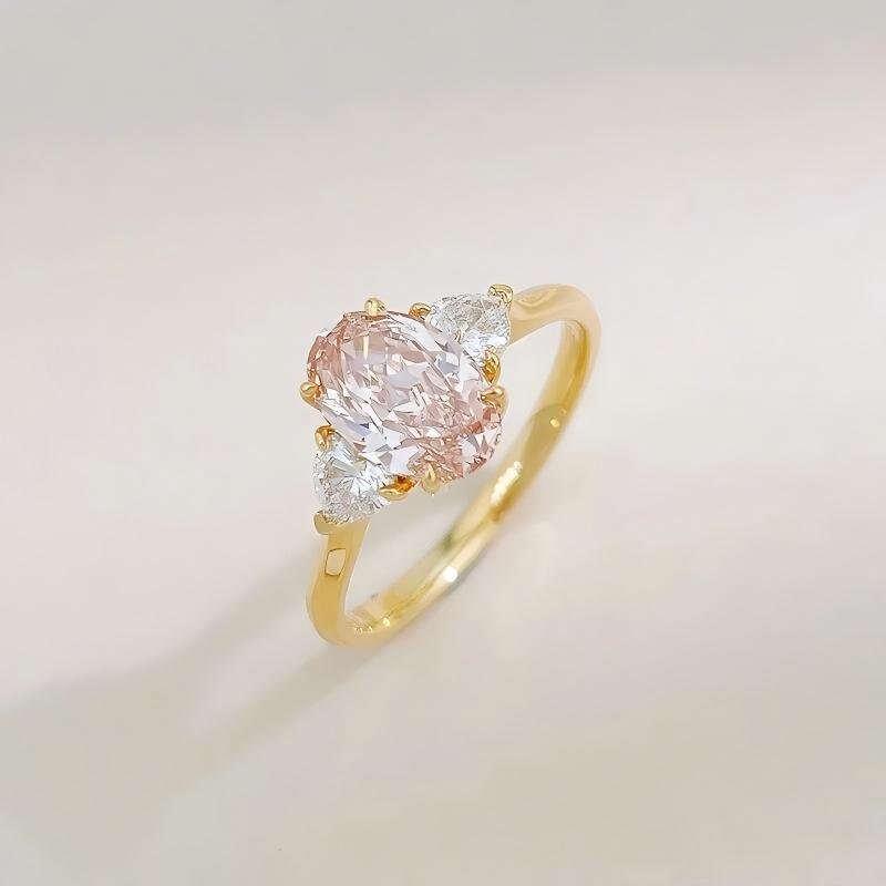 法式轻奢椭圆鸽子蛋三石款18K黄培育彩钻 - LGG Jewelry