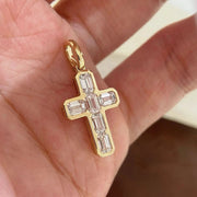 18K Gold Emerald Cut Lab Grown Diamond Cross - LGG Jewelry
