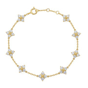 18K Solid Yellow Gold Four‑Point Star Cluster Lab‑Grown Diamond Bracelet - LGG Jewelry