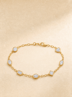 Load image into Gallery viewer, 18K Yellow Gold Mixed‑Cut Bezel‑Set Lab‑Grown Diamond Station Bracelet - LGG Jewelry